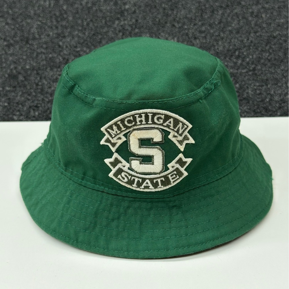 Vtg Michigan State Bucket Hat Green MSU Spartans‎ Medium USA University Square